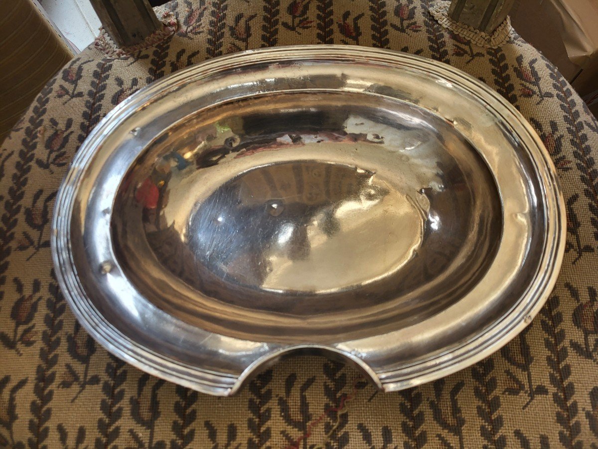 Silver Plated Beard Dish Count's Coat Of Arms Regency Period Early 18th Century -photo-2