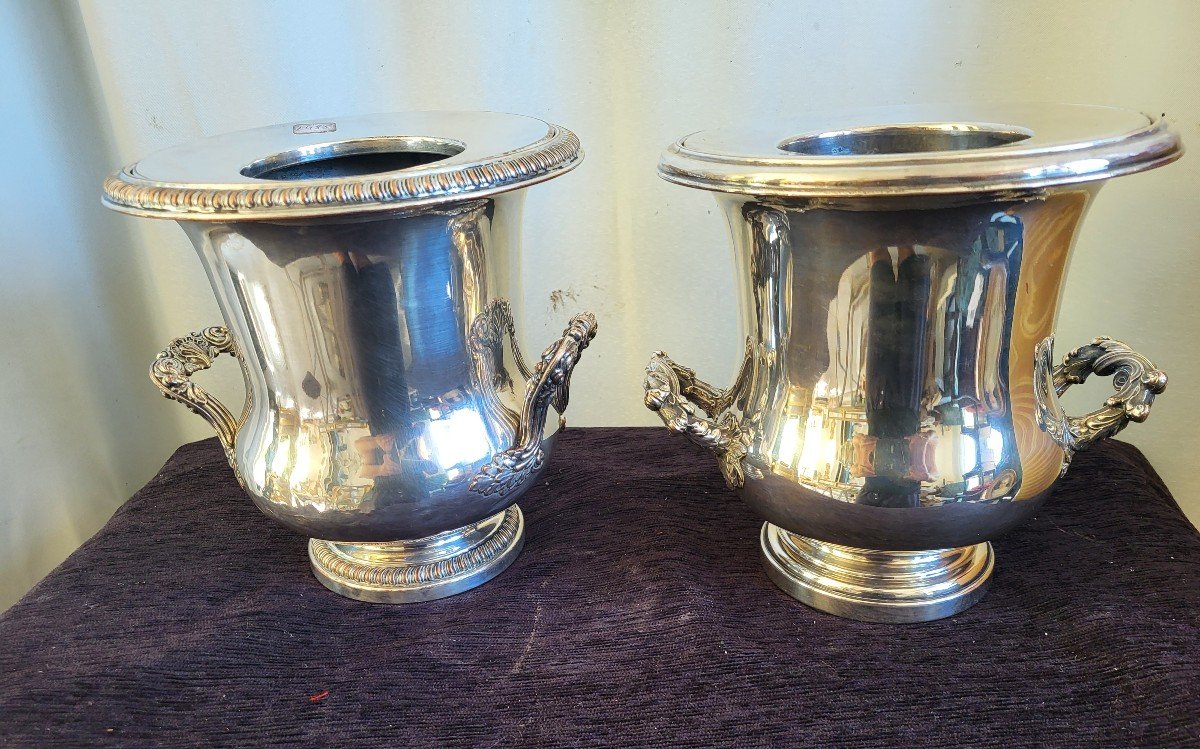 Two Silver Coolers Lined By Ch.balaine Restoration Period 19th Century -photo-5