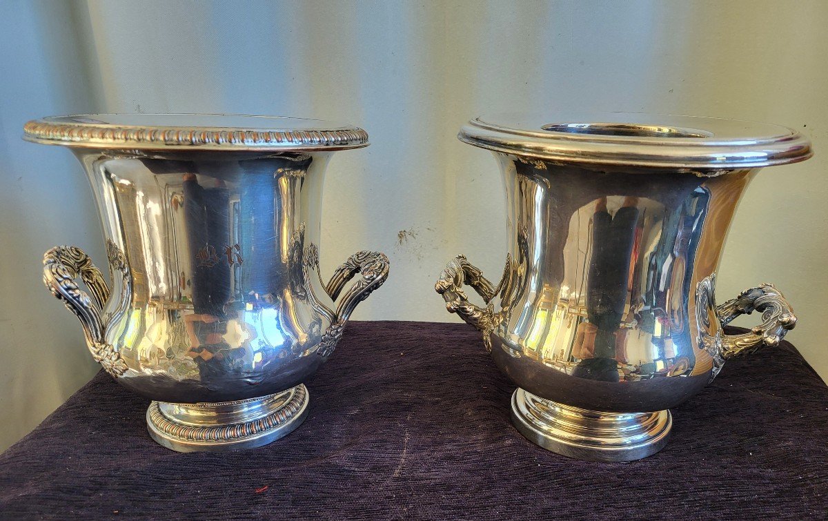 Two Silver Coolers Lined By Ch.balaine Restoration Period 19th Century -photo-7