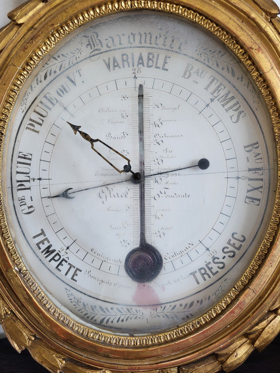 Barometer Au Guerrier Gilded Wood Louis XVI Period Late 18th Century Complete -photo-3