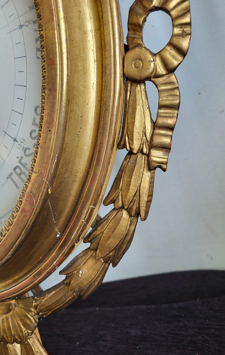 Barometer Au Guerrier Gilded Wood Louis XVI Period Late 18th Century Complete -photo-6