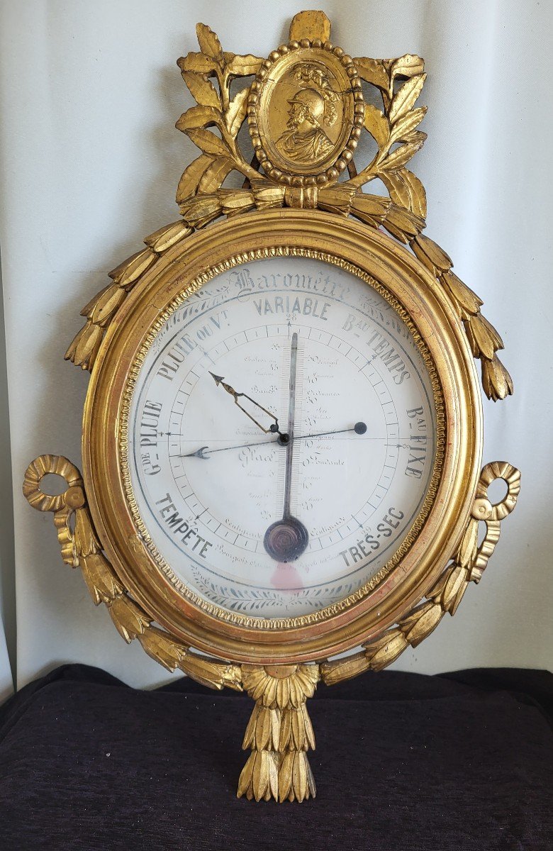 Barometer Au Guerrier Gilded Wood Louis XVI Period Late 18th Century Complete -photo-8