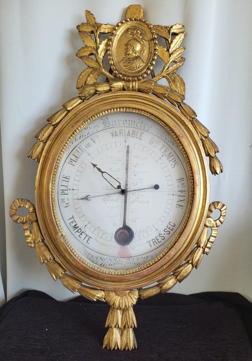 Barometer Au Guerrier Gilded Wood Louis XVI Period Late 18th Century Complete 