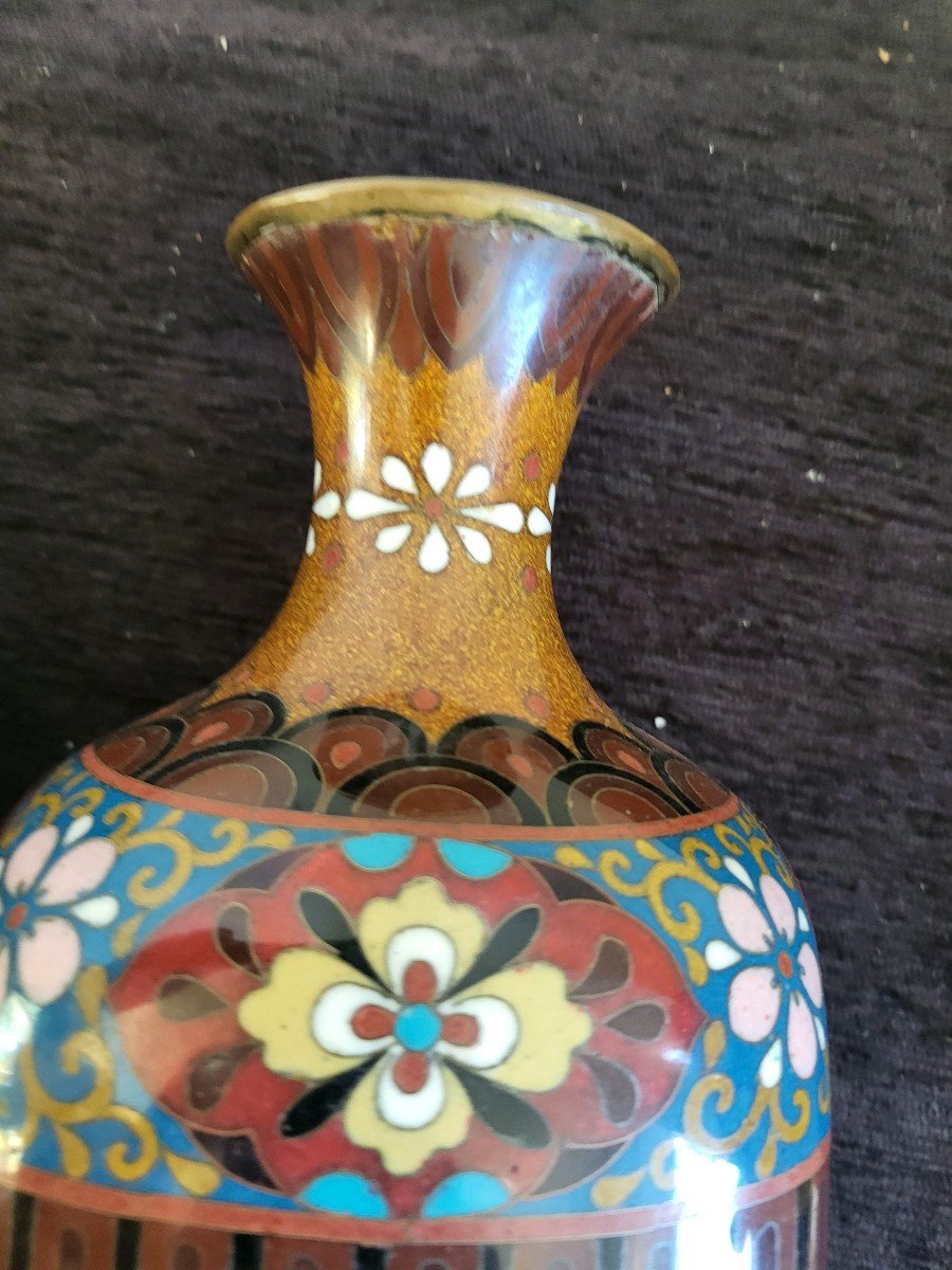 Paire De Vases  Cloisonnés  Japon  XIXe Siècle H31cm-photo-6