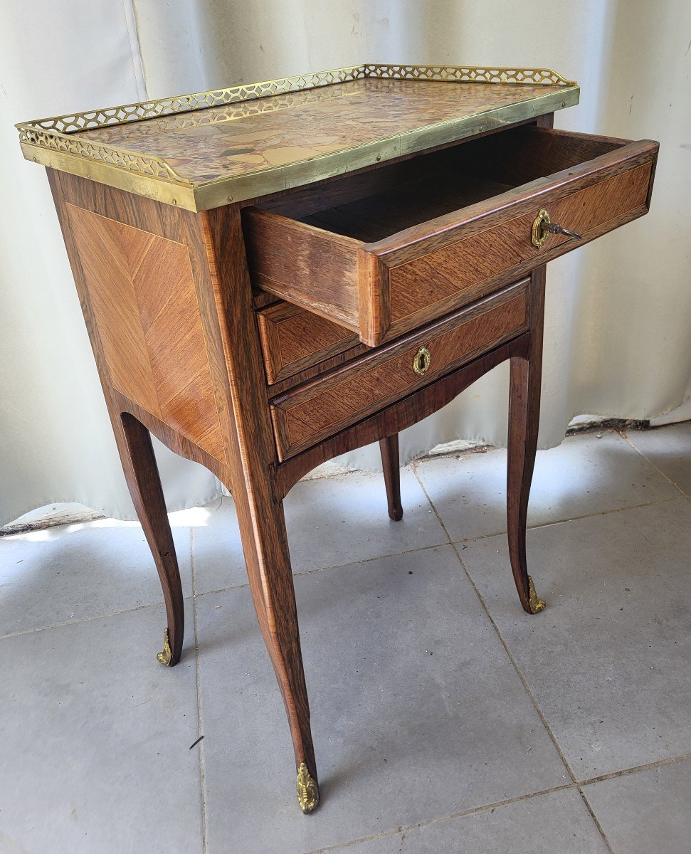 Louis XV Period 18th Century Chiffonniere Marquetry Coffee Table -photo-3