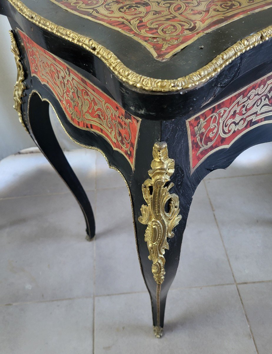 Table De Salon Marqueterie Boulle   écaille Rouge époque  Napoléon  III -photo-2