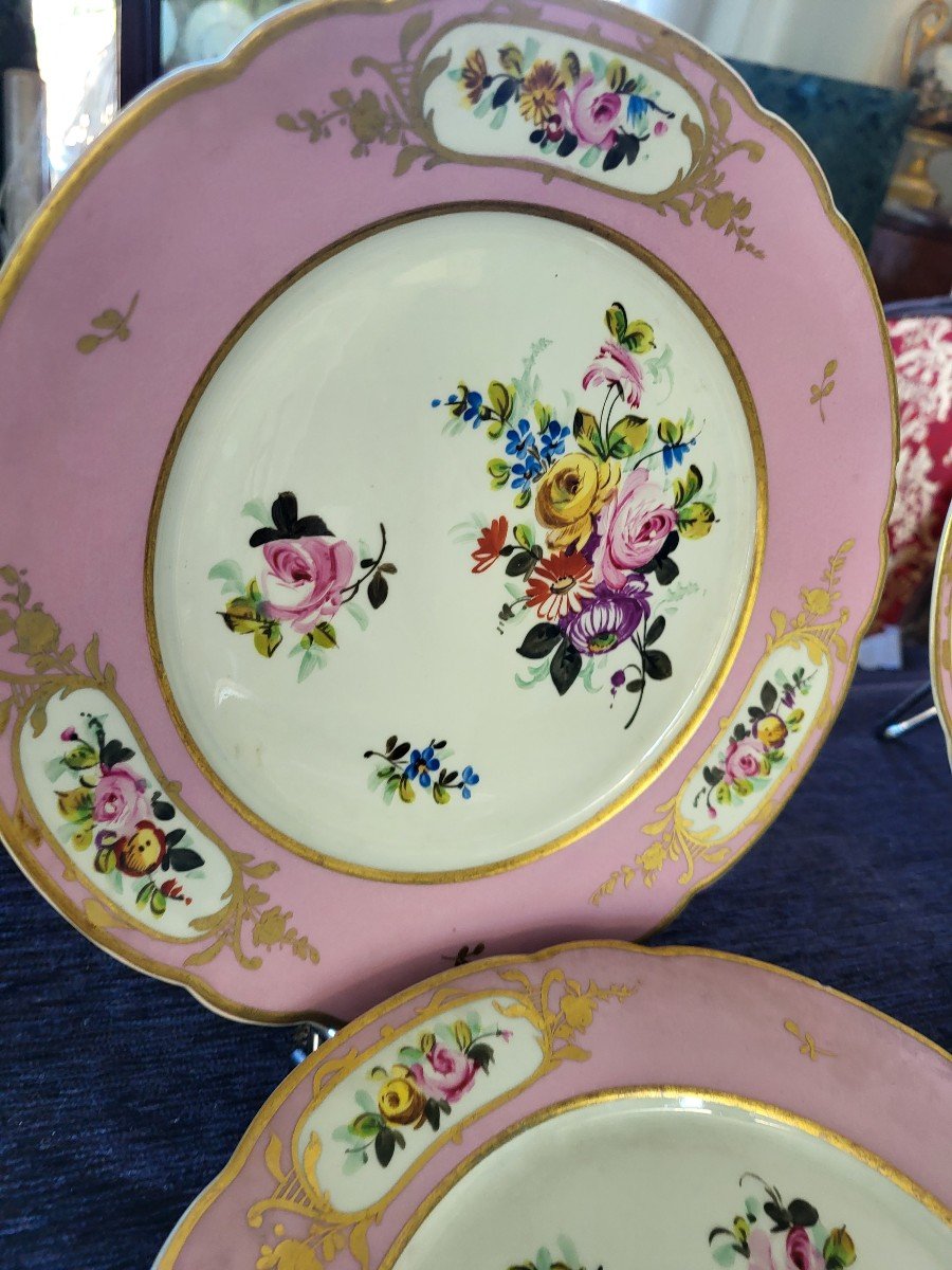 Ensemble De 16 Grandes  Assiettes  Porcelaine De Paris  époque  XIXe Siècle -photo-6