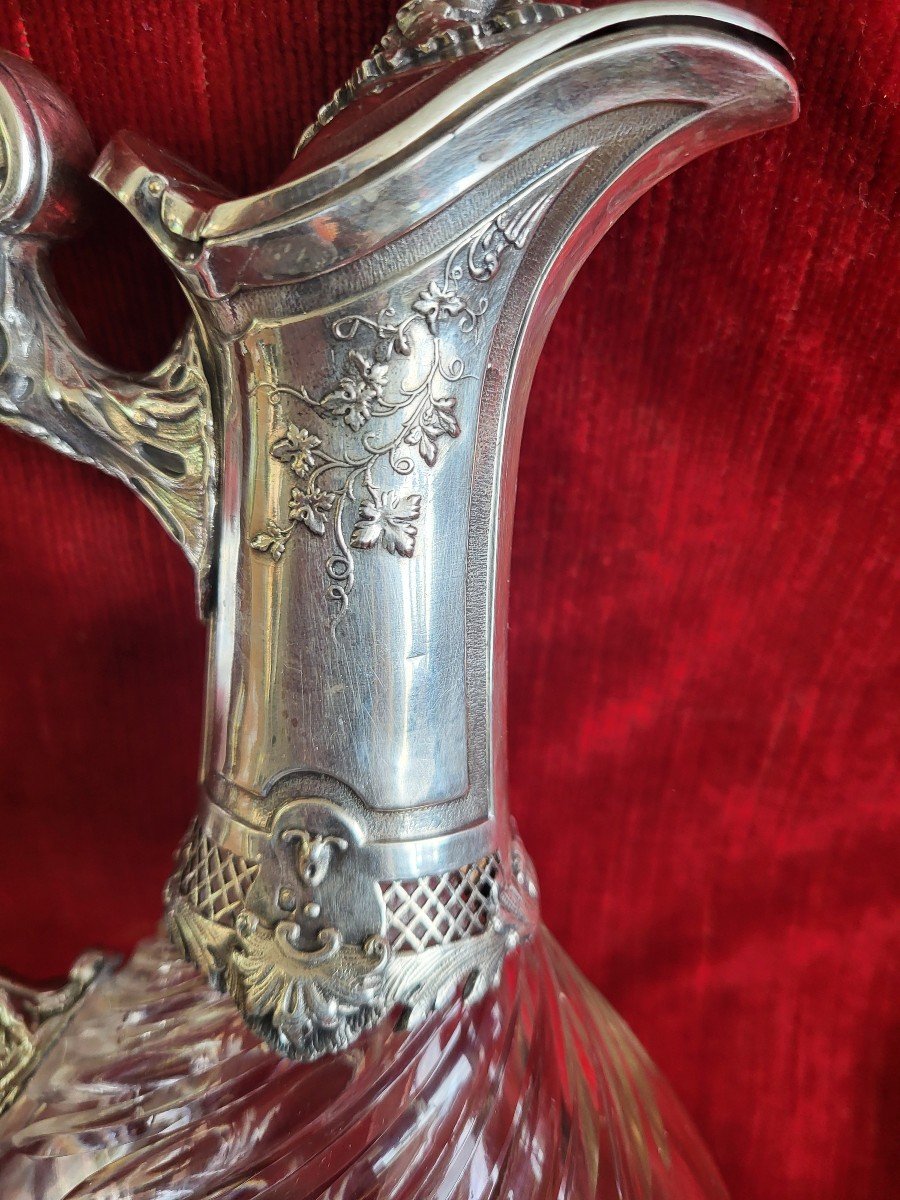 19th Century Minerva Crystal And Silver Ewer -photo-2