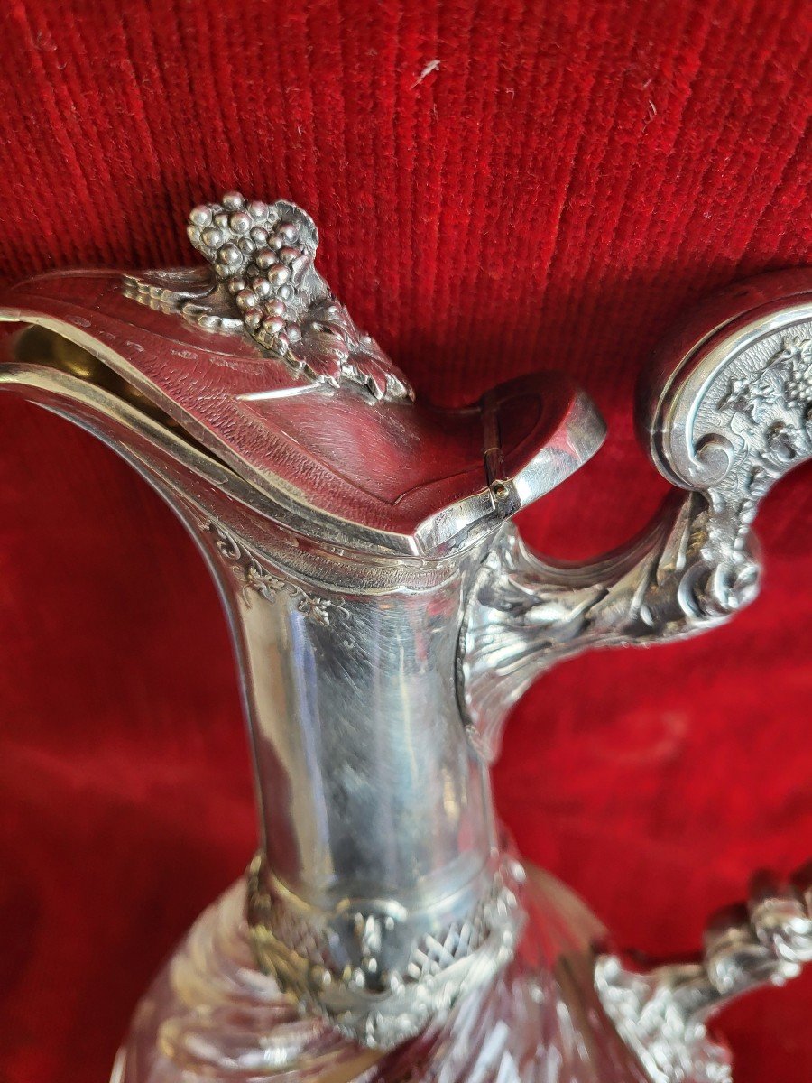 19th Century Minerva Crystal And Silver Ewer -photo-4