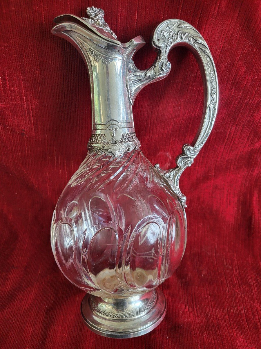 19th Century Minerva Crystal And Silver Ewer -photo-2