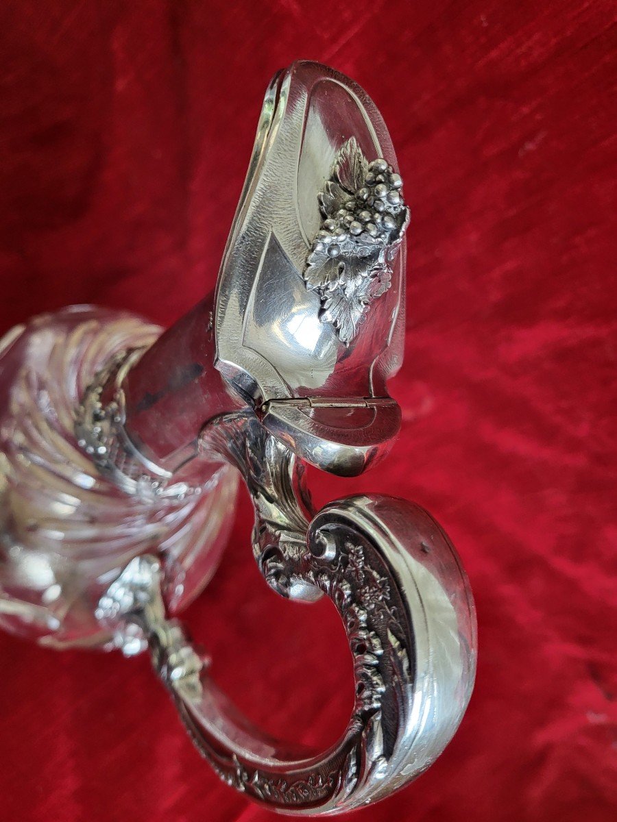 19th Century Minerva Crystal And Silver Ewer -photo-4