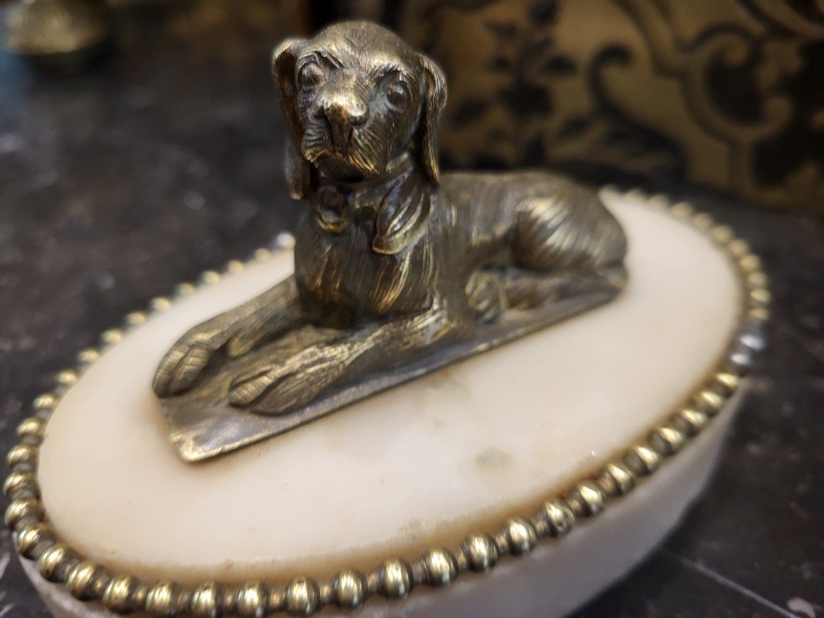 Louis XVI Gilt Bronze And White Marble Paperweight, Early 19th Century -photo-2