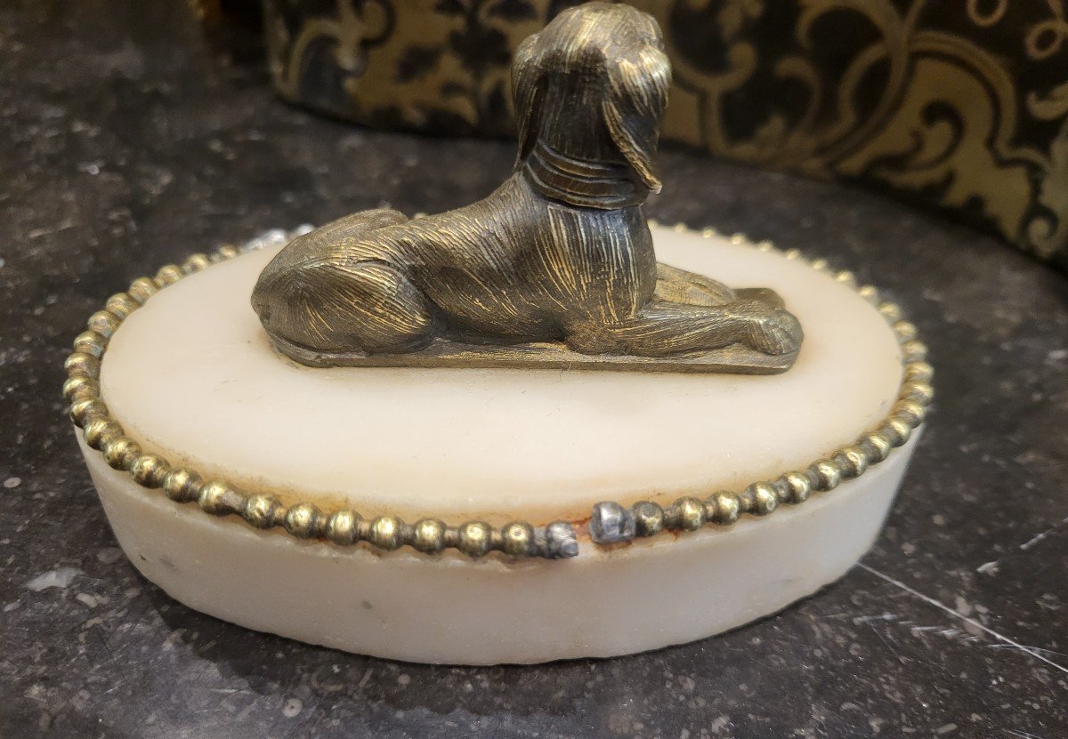 Louis XVI Gilt Bronze And White Marble Paperweight, Early 19th Century -photo-3