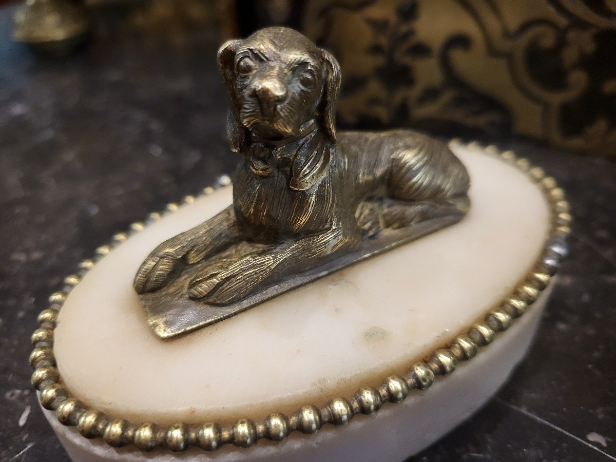 Louis XVI Gilt Bronze And White Marble Paperweight, Early 19th Century -photo-2