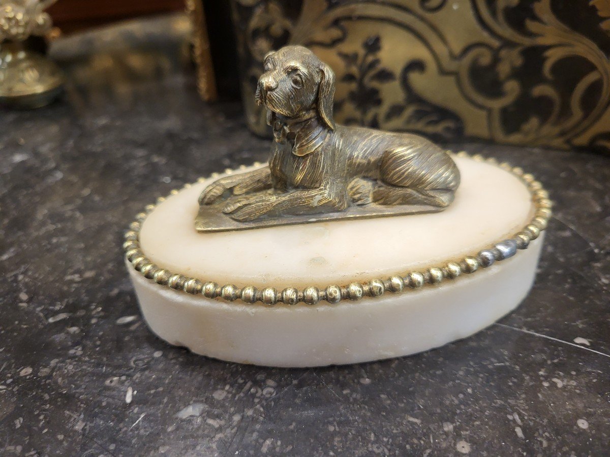 Louis XVI Gilt Bronze And White Marble Paperweight, Early 19th Century -photo-3