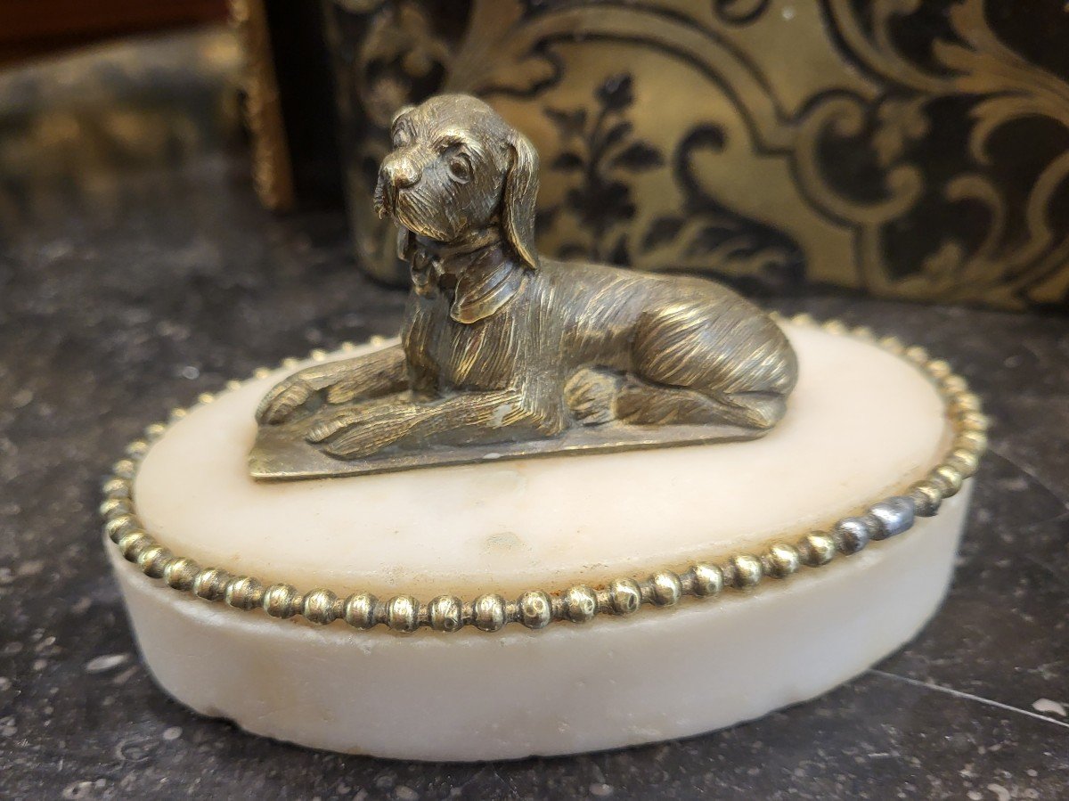 Louis XVI Gilt Bronze And White Marble Paperweight, Early 19th Century 