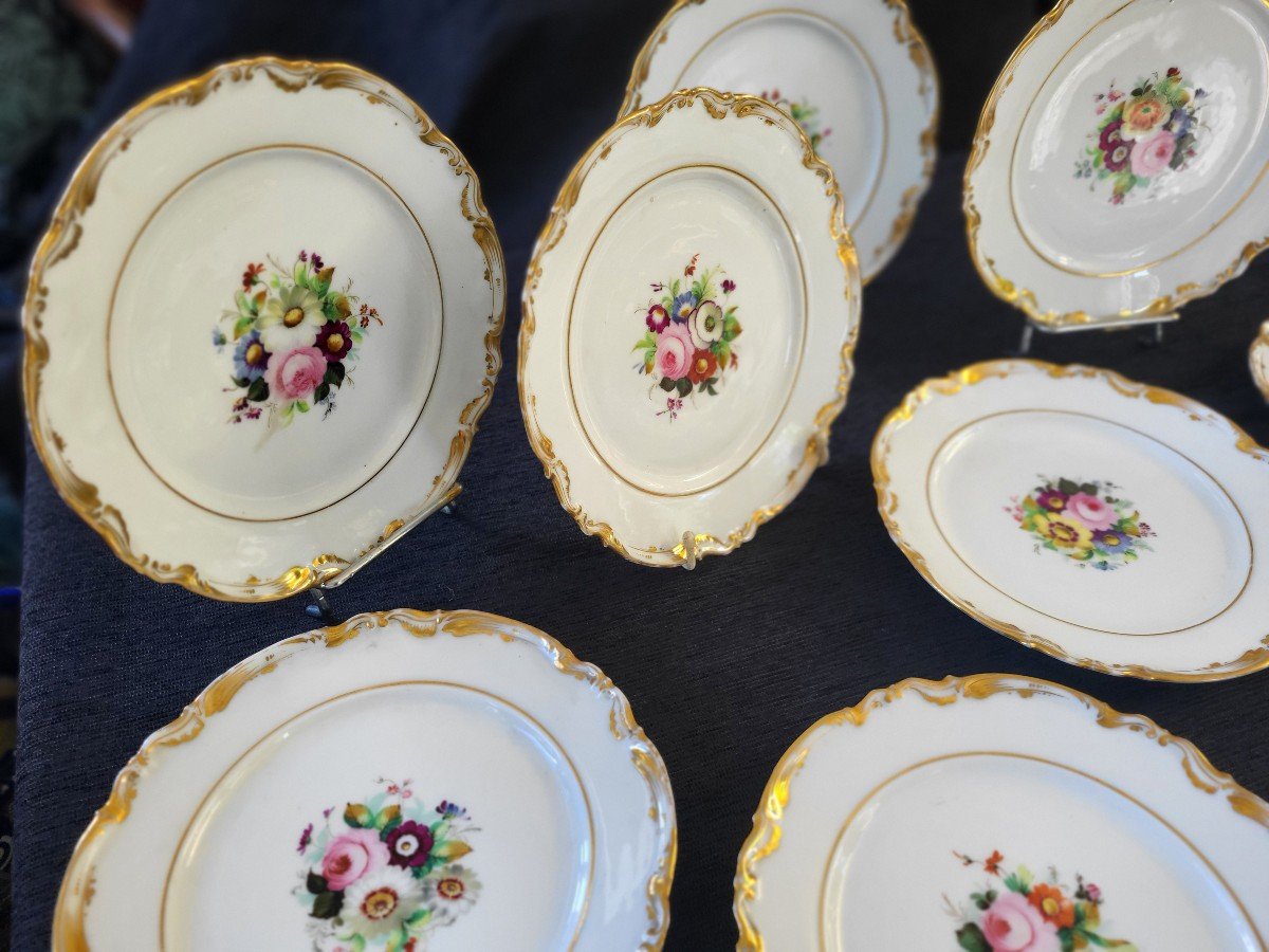 Set Of 12 Paris Porcelain Plates, 19th Century -photo-3