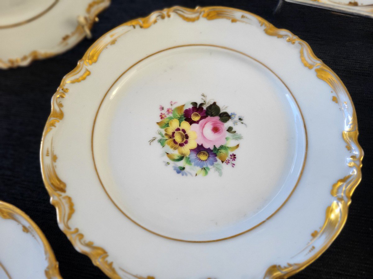 Set Of 12 Paris Porcelain Plates, 19th Century -photo-4