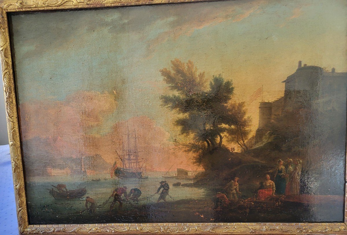 Marine School Claude Joseph Vernet H/t 18th Century Period-photo-4