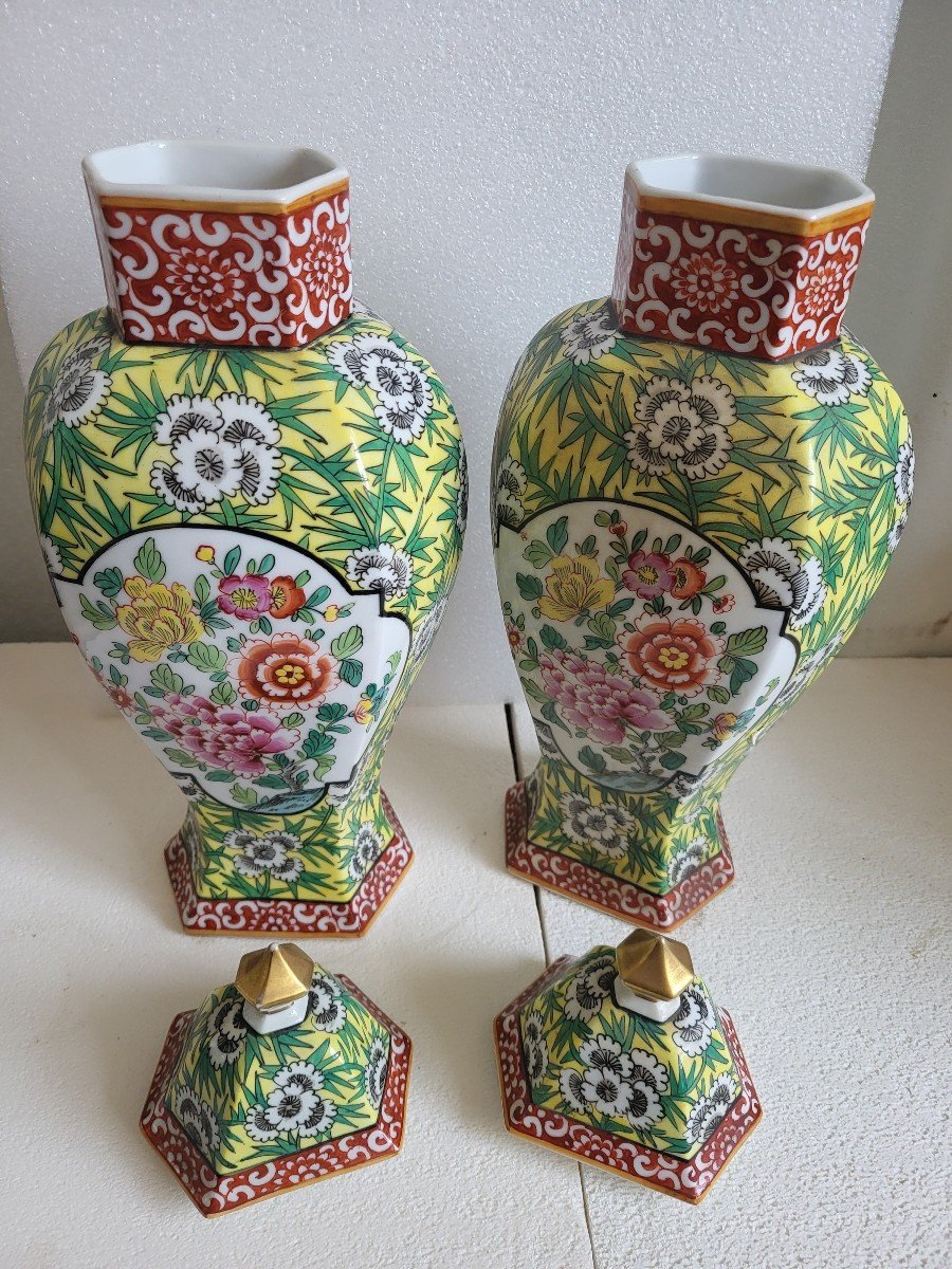 Pair Of Covered Porcelain Vases Paris Samson Late 19th Century -photo-4