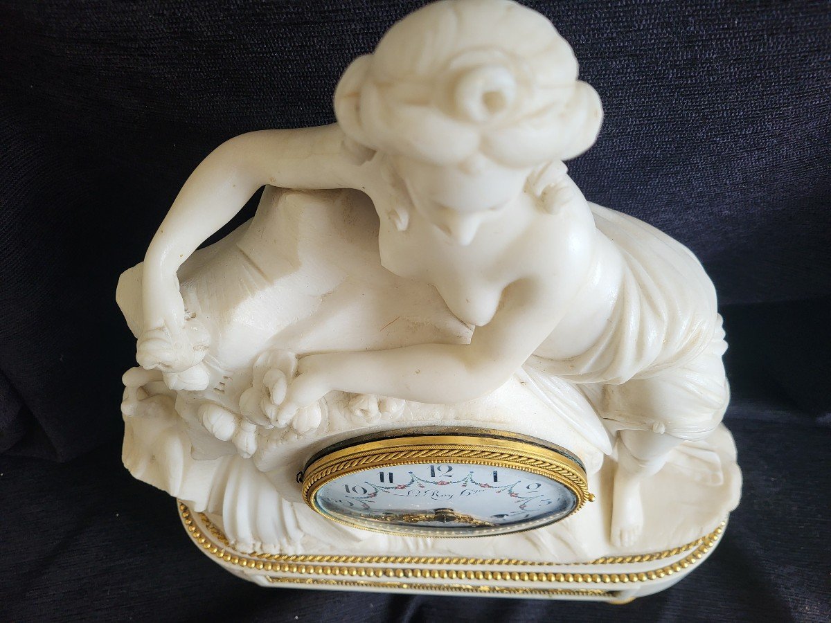 Large Louis XVI Period Carved Marble Clock By Le Roy In Versailles -photo-6