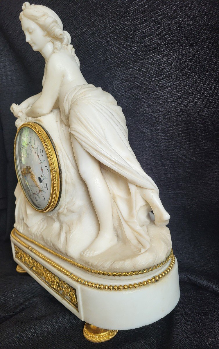 Large Louis XVI Period Carved Marble Clock By Le Roy In Versailles -photo-7