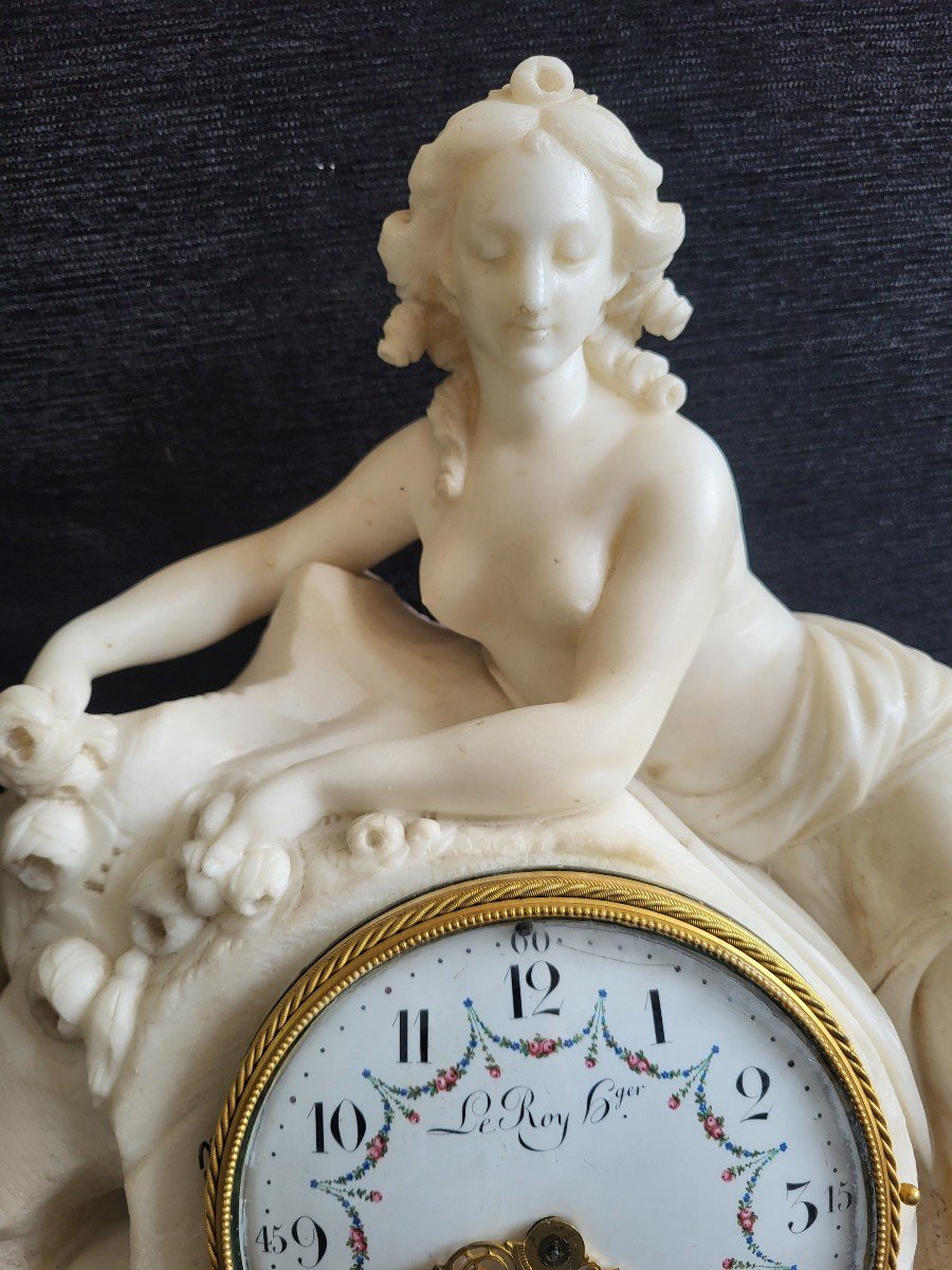 Large Louis XVI Period Carved Marble Clock By Le Roy In Versailles -photo-8