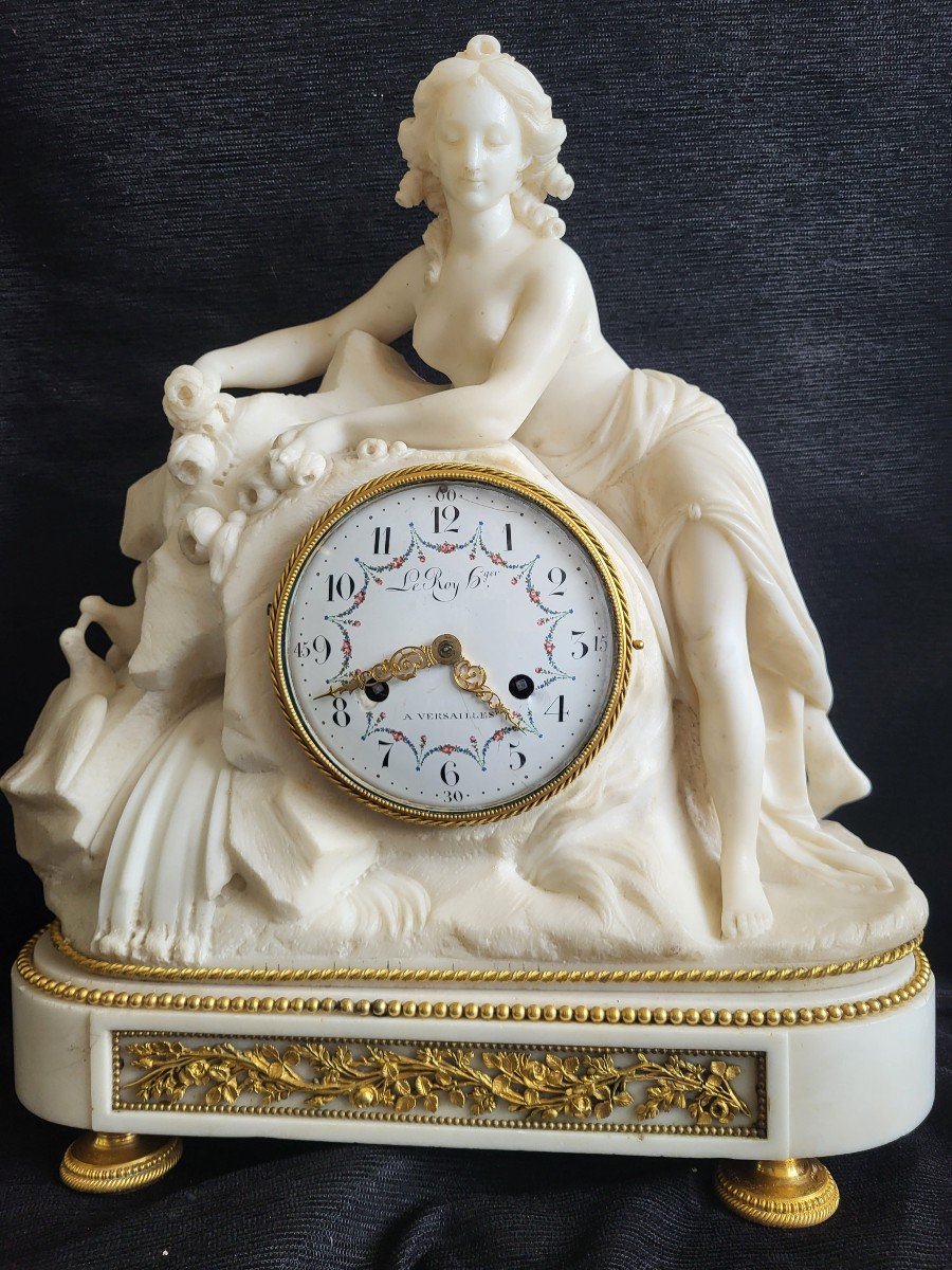 Large Louis XVI Period Carved Marble Clock By Le Roy In Versailles 