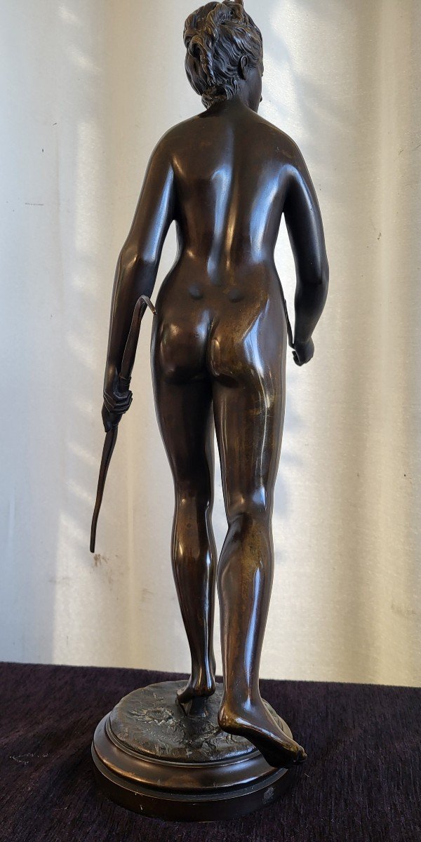 Grand Bronze Diane Chasseresse Signé Houdon époque XIXe Siècle H61cm-photo-2