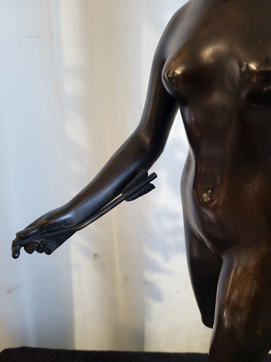 Grand Bronze Diane Chasseresse Signé Houdon époque XIXe Siècle H61cm-photo-8