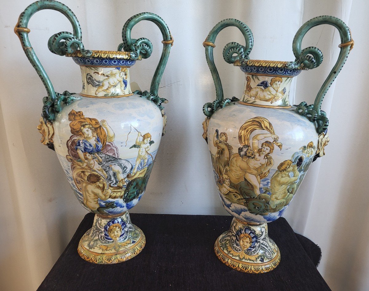 Important Majolica Faience Garniture  Italy 19th Century -photo-3