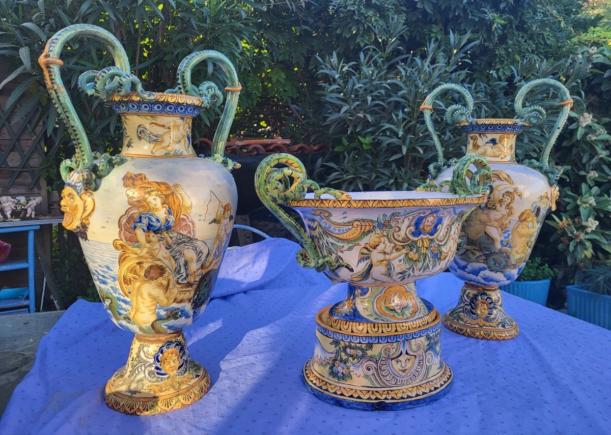 Important Majolica Faience Garniture  Italy 19th Century -photo-4