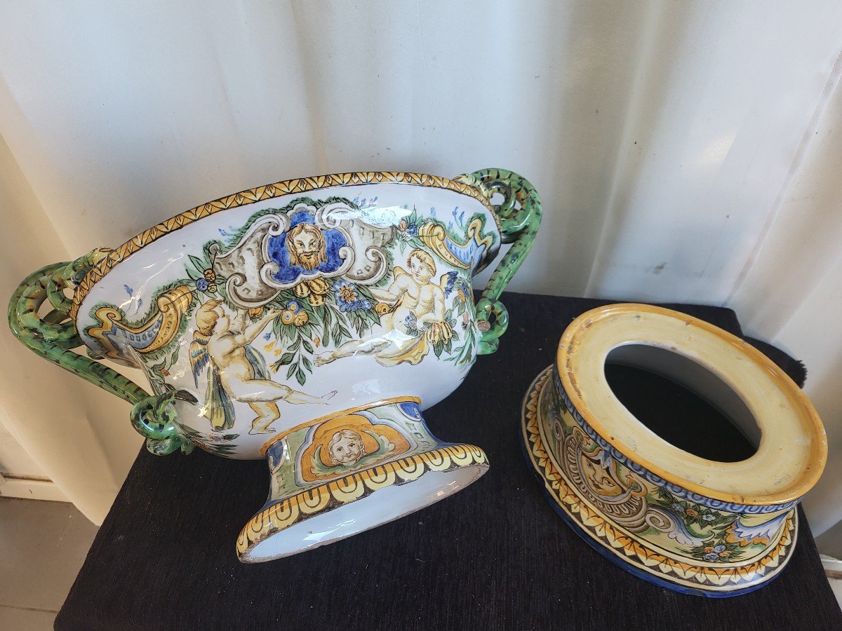 Important Majolica Faience Garniture  Italy 19th Century -photo-7