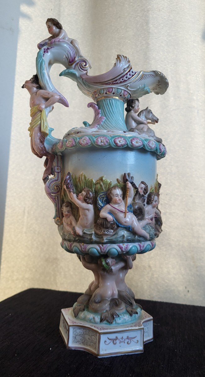 Paire D Aiguieres  Porcelaine  De Meissen époque XIXe Siècle -photo-2