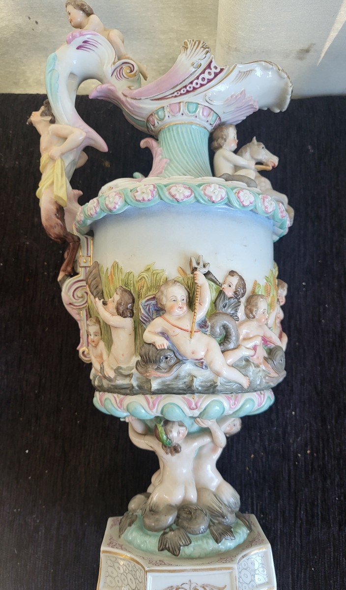 Paire D Aiguieres  Porcelaine  De Meissen époque XIXe Siècle -photo-2