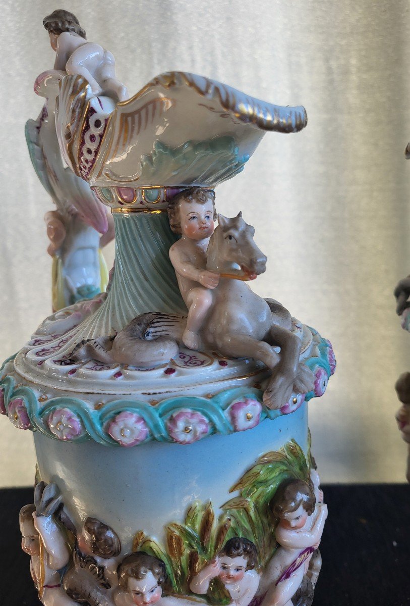 Paire D Aiguieres  Porcelaine  De Meissen époque XIXe Siècle -photo-7