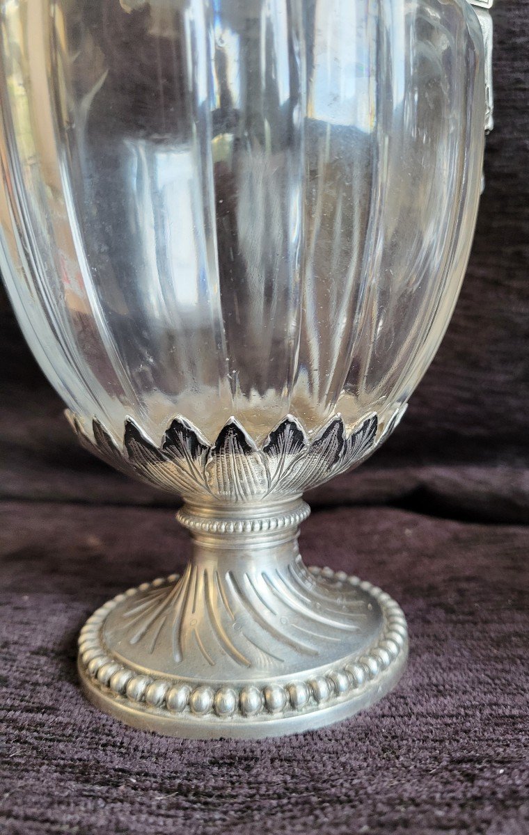 Paire D Aiguieres Argent Minerve  Et Cristal  Taillé  Louis XVI  époque XIXe Siècle -photo-2