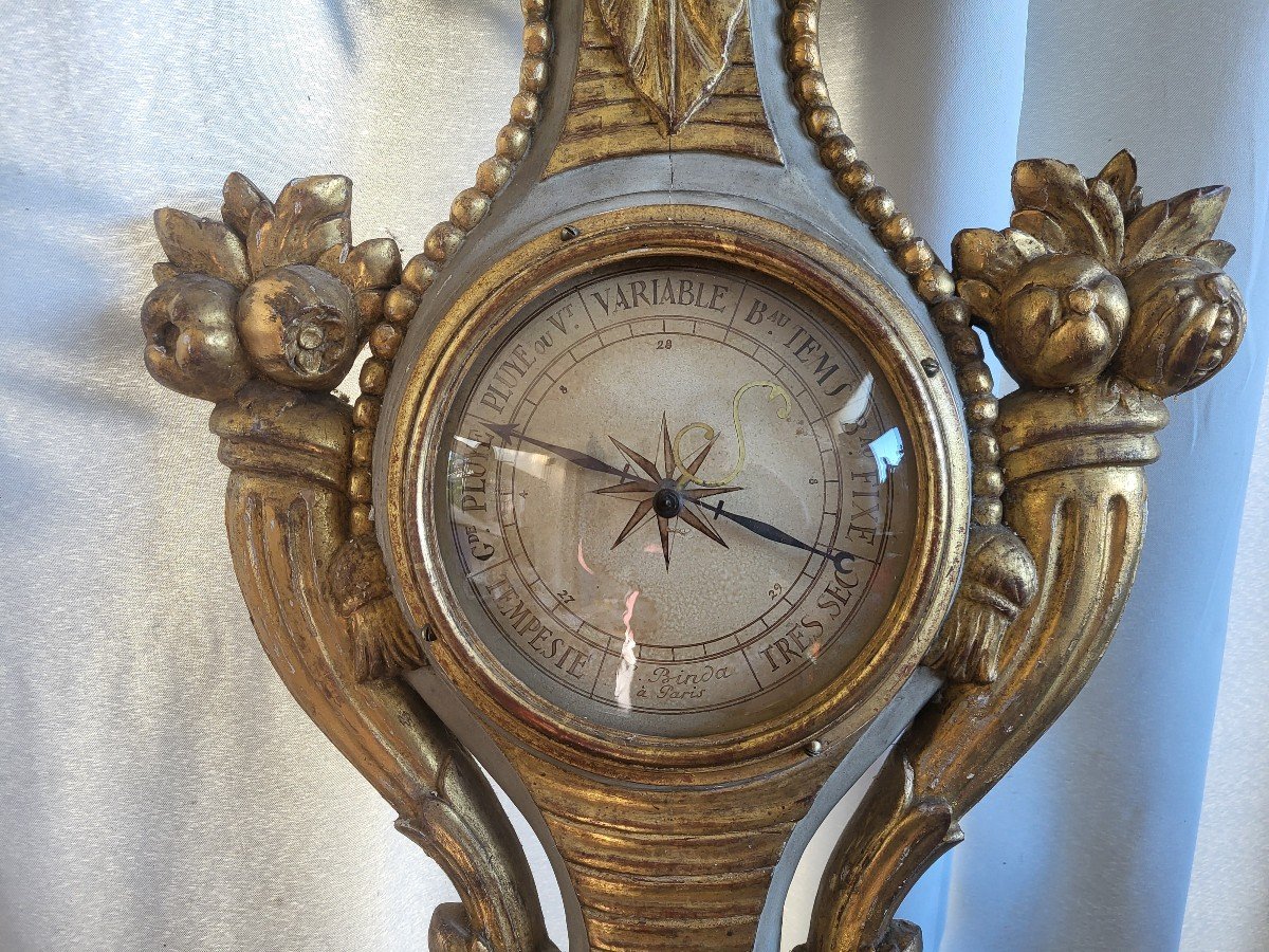 Barometer Thermometer Bois Doré Louis XVI Period XVIII Century -photo-2