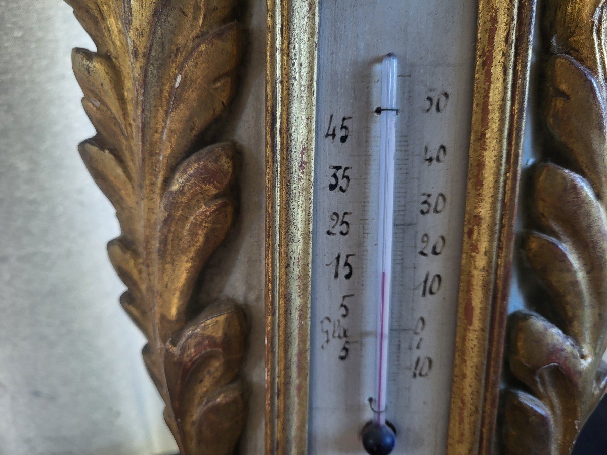 Barometer Thermometer Bois Doré Louis XVI Period XVIII Century -photo-5