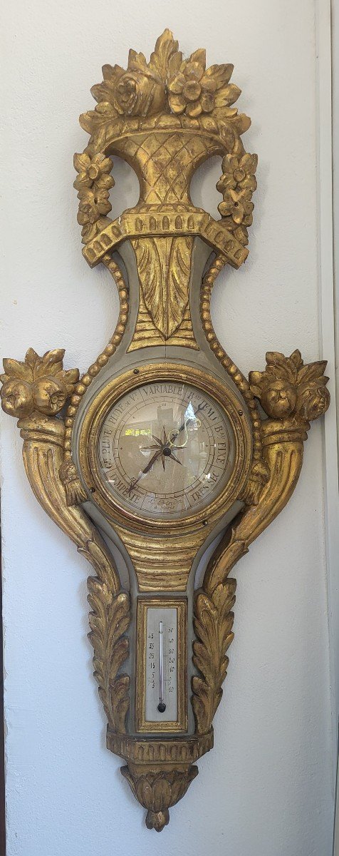 Barometer Thermometer Bois Doré Louis XVI Period XVIII Century 