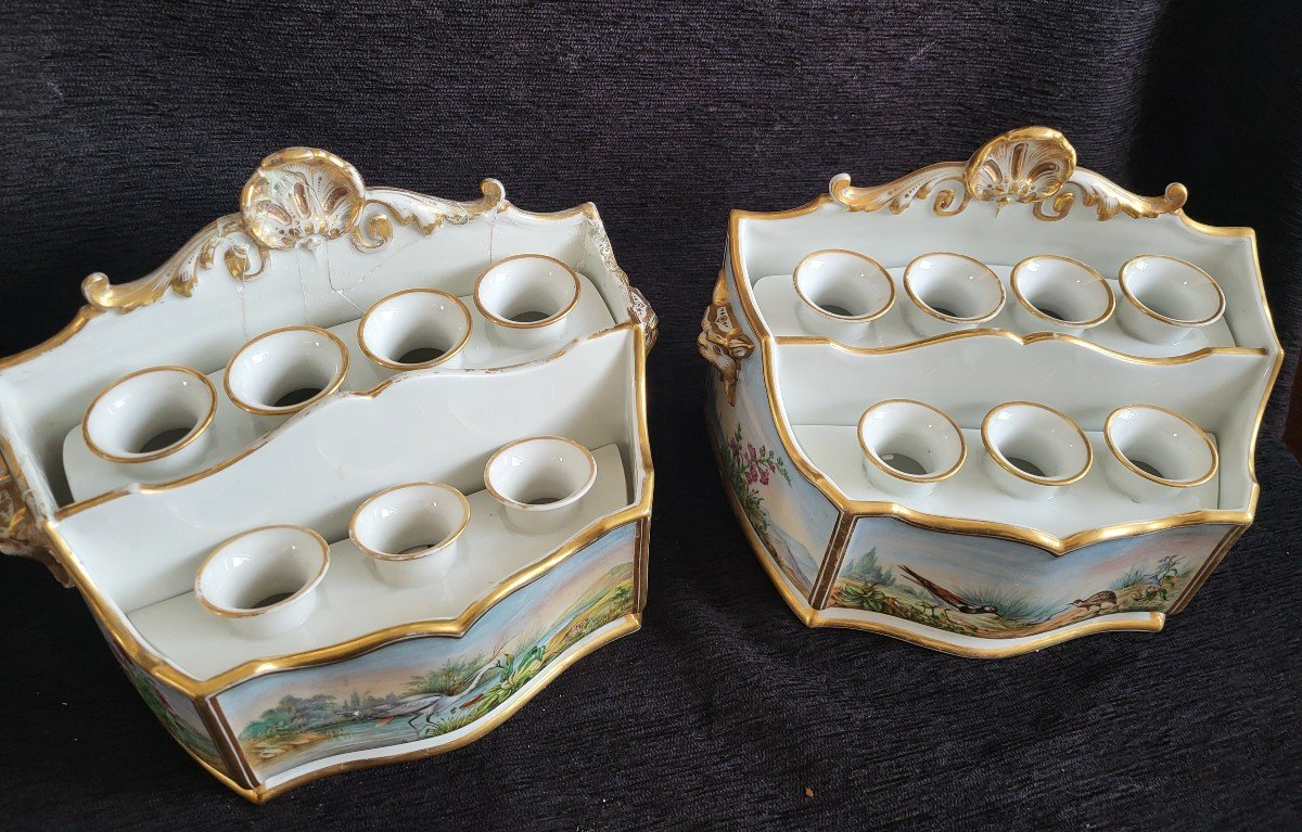 Paire De Larges Caisses à Oignons Porcelaine Paris époque  XIXe Datées  Août 1853 Etoges-photo-2