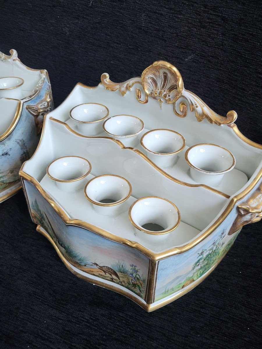 Paire De Larges Caisses à Oignons Porcelaine Paris époque  XIXe Datées  Août 1853 Etoges-photo-3