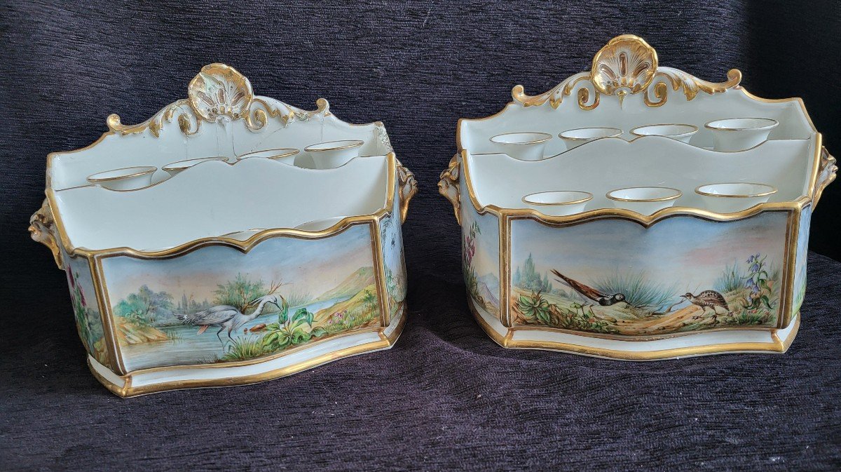 Paire De Larges Caisses à Oignons Porcelaine Paris époque  XIXe Datées  Août 1853 Etoges-photo-1