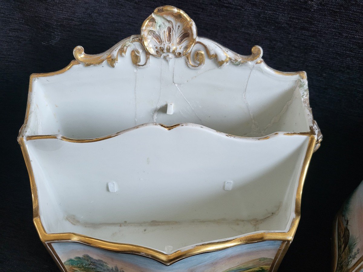 Paire De Larges Caisses à Oignons Porcelaine Paris époque  XIXe Datées  Août 1853 Etoges-photo-5