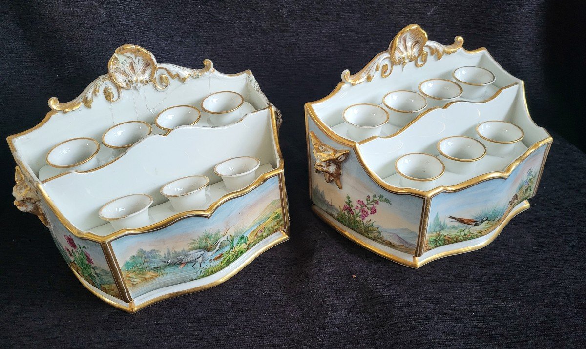 Paire De Larges Caisses à Oignons Porcelaine Paris époque  XIXe Datées  Août 1853 Etoges