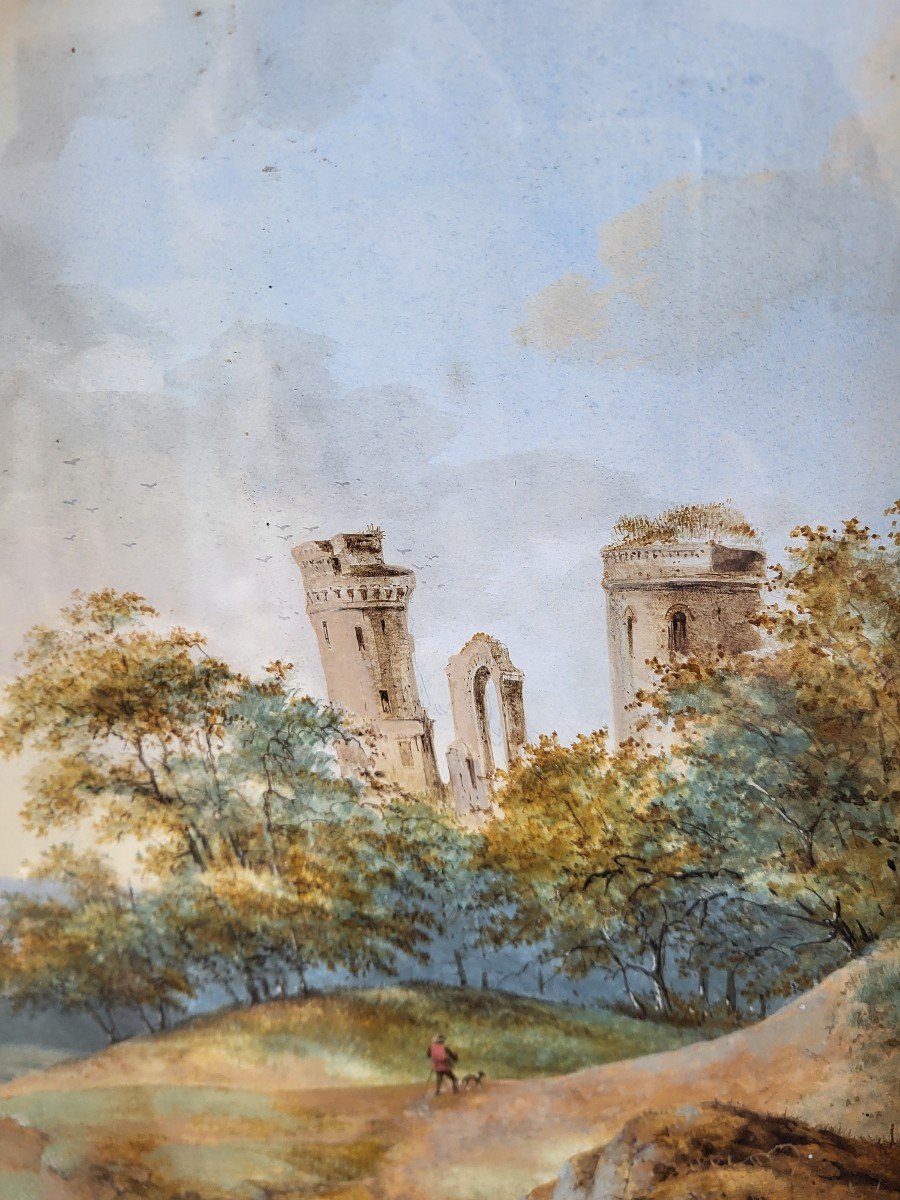 Pair Of Watercolors Signed August Knip  (18+9-1858)-photo-4