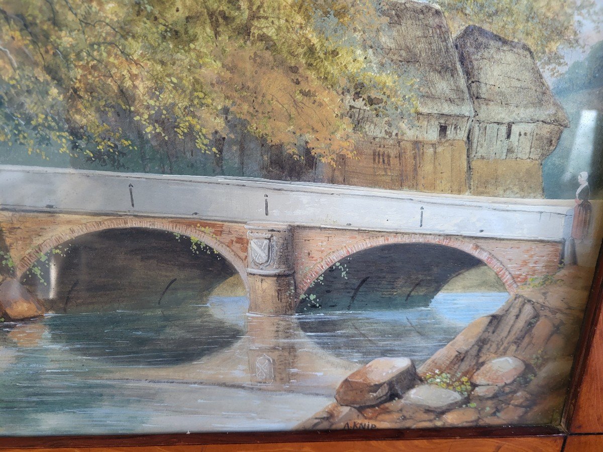 Pair Of Watercolors Signed August Knip  (18+9-1858)-photo-3