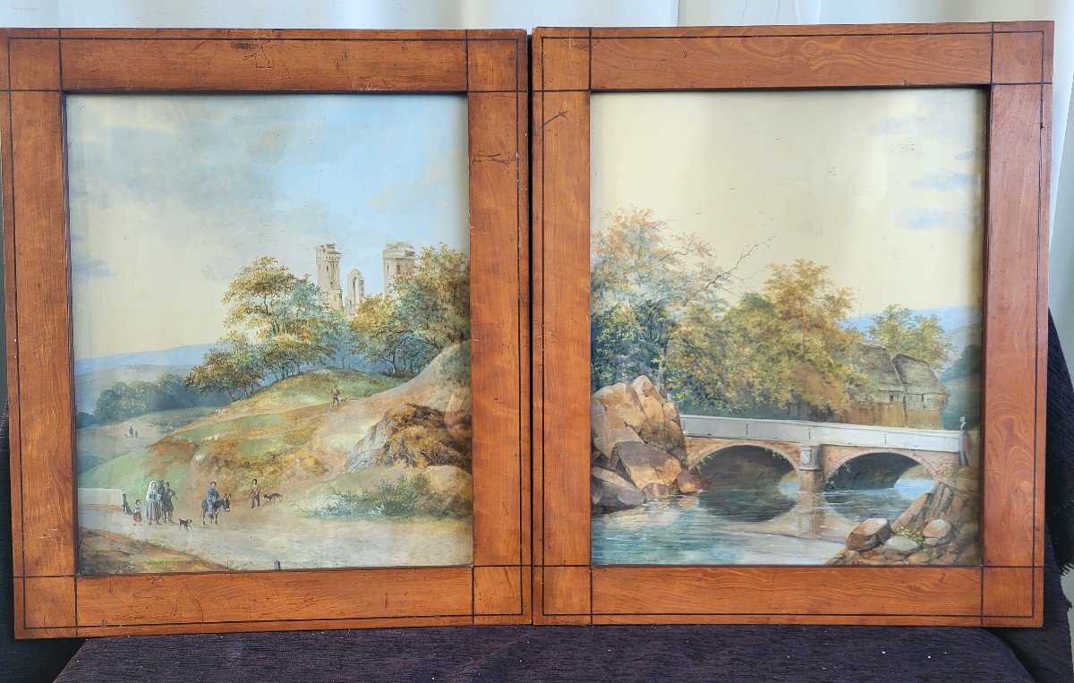 Pair Of Watercolors Signed August Knip  (18+9-1858)-photo-7