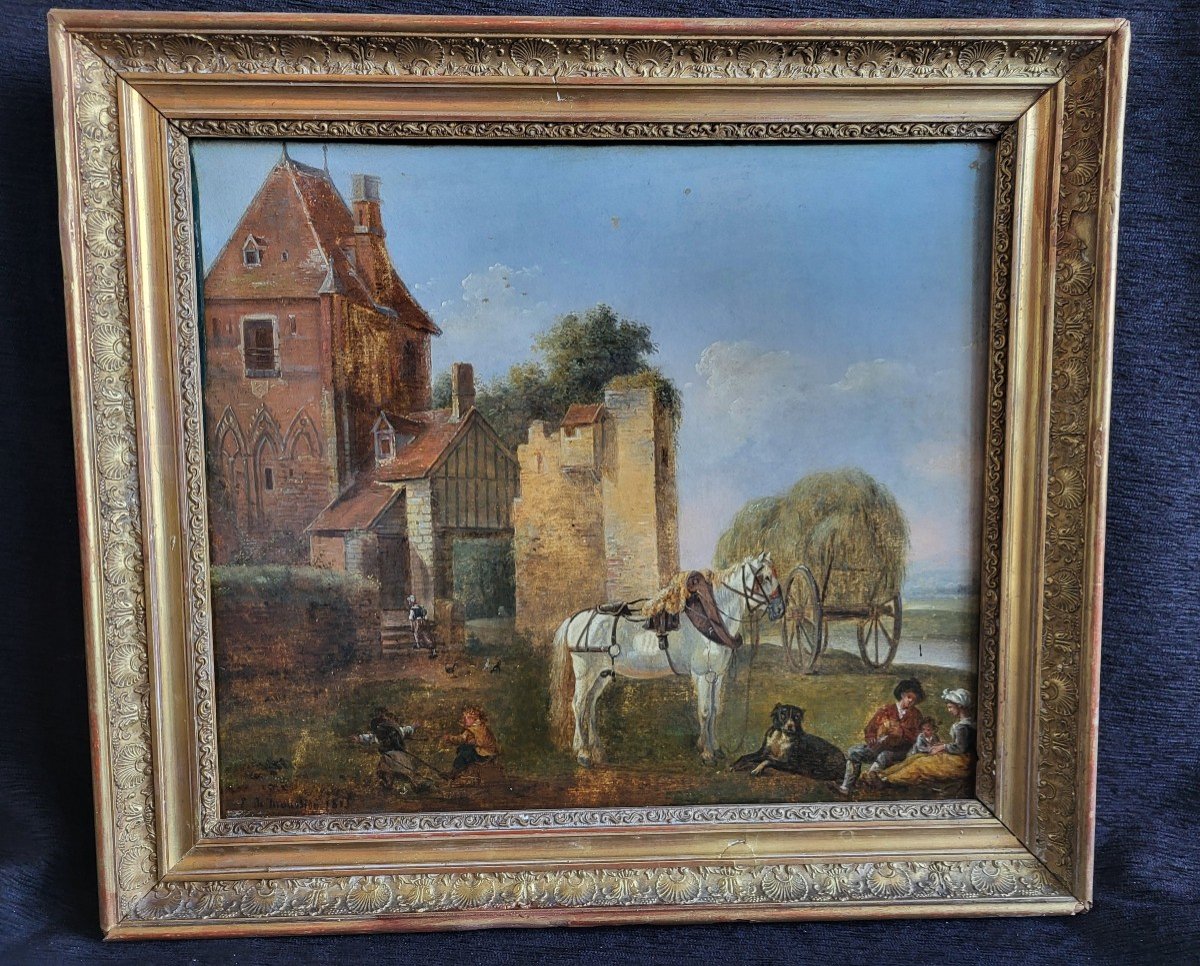 French School La Fenaison Sg E De Moussion Dated 1811 H/t Frame-photo-7