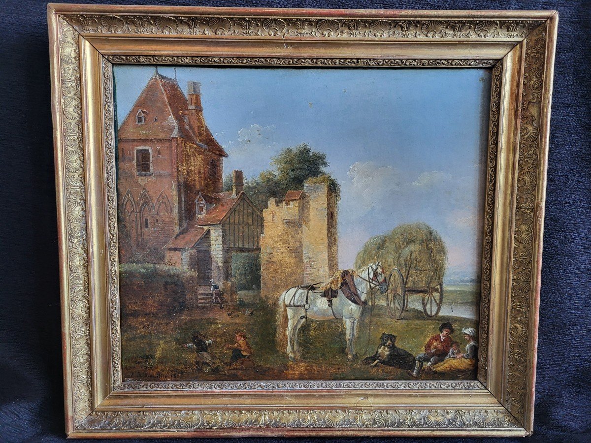 French School La Fenaison Sg E De Moussion Dated 1811 H/t Frame-photo-8